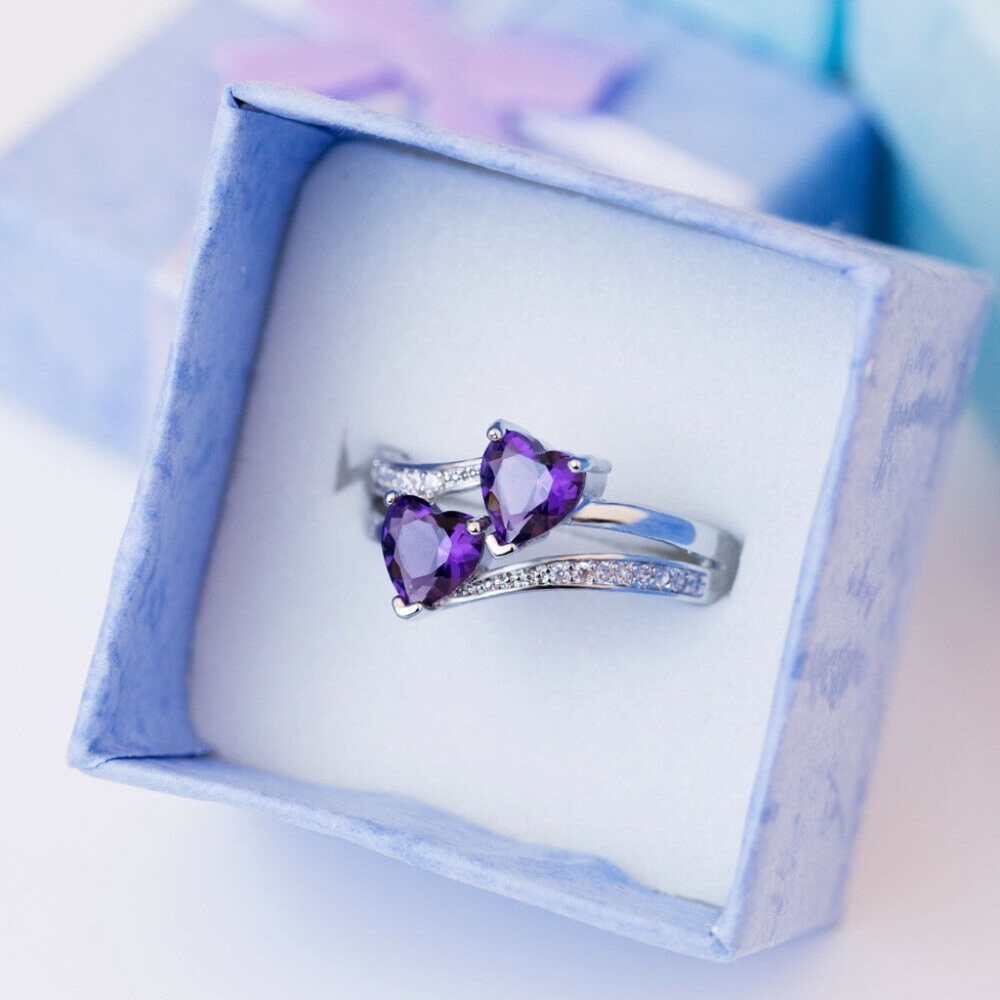 Elegant 925 Silver Amethyst Ring New - Picture 2 of 2